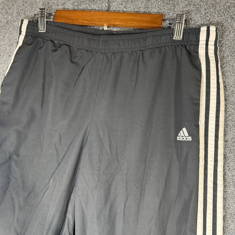 Vintage Adidas Mens Black Track Pants White Stripes‎ Elastic Waist Size M